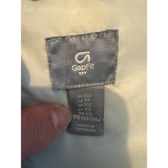 GapFit XS Womens Quilted Hoodie Jacket Gray White With Blue Trim Full-Zip Stretc - Picture 2 of 5